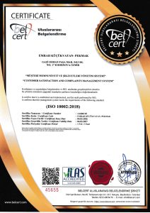 Pekmak ISO 10002.2018 Belgesi